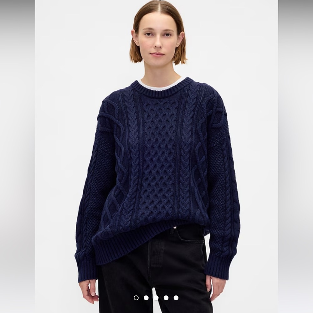 Gap 100% Cotton Cable Knit Sweater, Navy